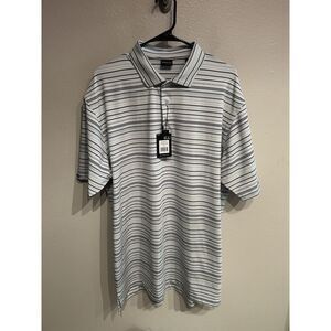 Dunning Golf Mens XXL Blue Green Striped Golf Polo Shirt